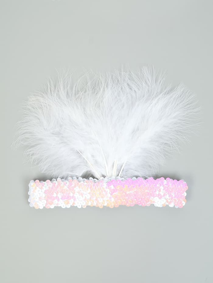 Повязка на голову с пером, цвет белый