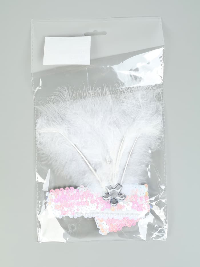 Повязка на голову с пером, цвет белый