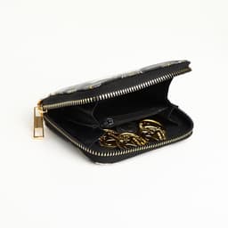 Кошелёк на молнии, с вышивкой, маленький, чёрный