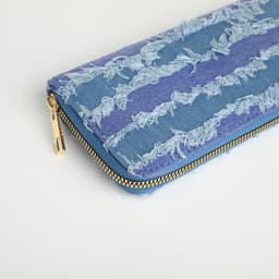Кошелёк женский на молнии, 20×2×10 см, джинсовый, в полоску, голубой