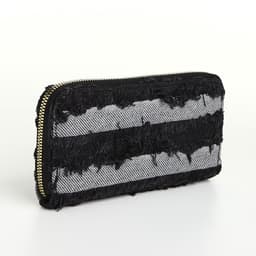 Кошелёк женский на молнии, 20×2×10 см, джинсовый, в полоску, чёрный