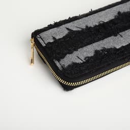 Кошелёк женский на молнии, 20×2×10 см, джинсовый, в полоску, чёрный