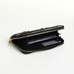Кошелёк женский на молнии, 20×2×10 см, джинсовый, в полоску, чёрный