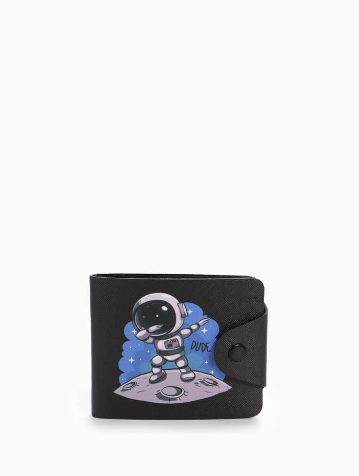 Кошелёк детский «Космонавт», маленький, на кнопке, чёрный