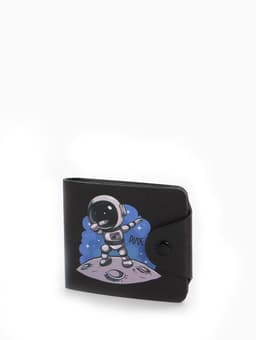 Кошелёк детский «Космонавт», маленький, на кнопке, чёрный