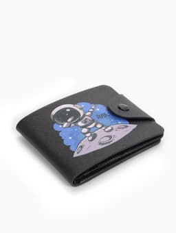 Кошелёк детский «Космонавт», маленький, на кнопке, чёрный