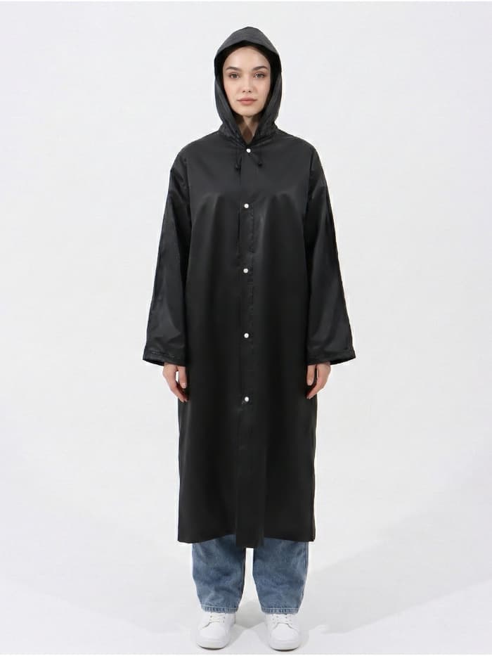 Дождевик - плащ, взрослый, размер 44-50, EVA матовая 140 г, чёрный