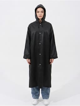 Дождевик - плащ, взрослый, размер 44-50, EVA матовая 140 г, чёрный