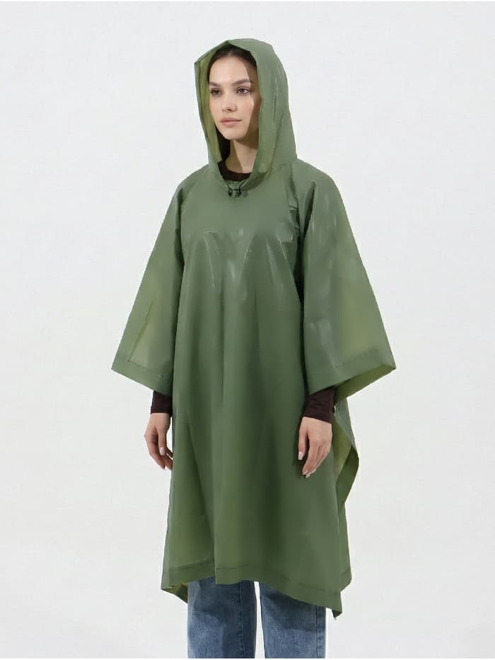 Дождевик - пончо, взрослый, размер универсальный, EVA матовая 160 г, зелёный