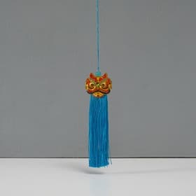 Подвеска текстиль, пластик «Китайский лев», голубая, 2×4×14 см