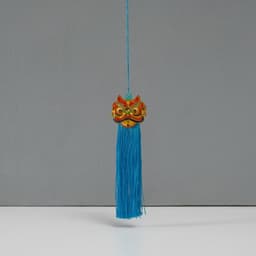 Подвеска текстиль, пластик «Китайский лев», голубая, 2×4×14 см