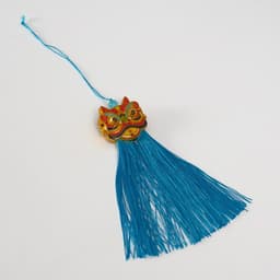 Подвеска текстиль, пластик «Китайский лев», голубая, 2×4×14 см