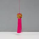 Подвеска текстиль, пластик «Китайский лев», ярко-розовая, 2×4×14 см