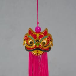 Подвеска текстиль, пластик «Китайский лев», ярко-розовая, 2×4×14 см
