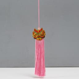 Подвеска текстиль, пластик «Китайский лев», розовая, 2×4×14 см