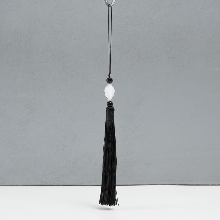 Подвеска текстиль, пластик «Кисть. Лотос», чёрная, 1.2×2.7×14.5 см