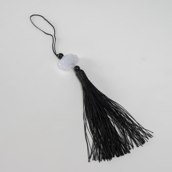 Подвеска текстиль, пластик «Кисть. Лотос», чёрная, 1.2×2.7×14.5 см