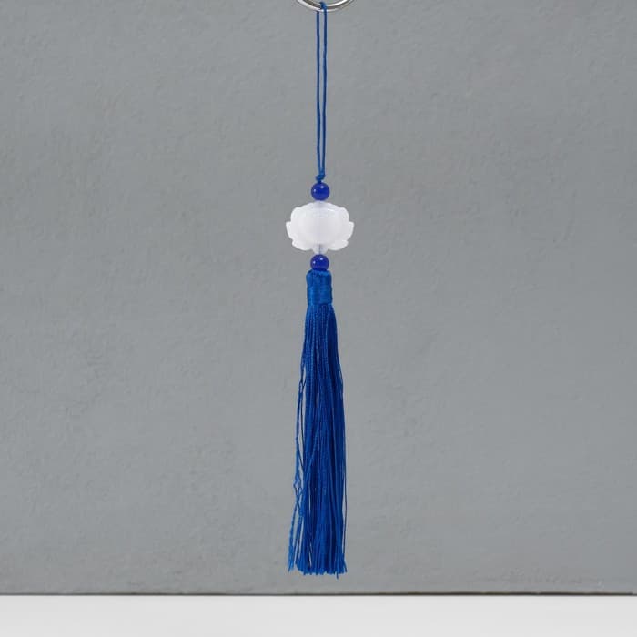 Подвеска текстиль, пластик «Кисть. Лотос», синяя, 1.2×2.7×14.5 см