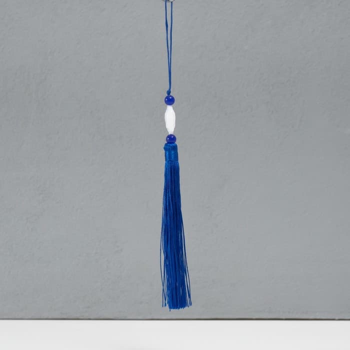 Подвеска текстиль, пластик «Кисть. Лотос», синяя, 1.2×2.7×14.5 см