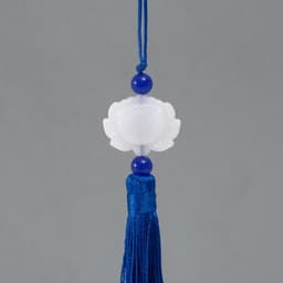 Подвеска текстиль, пластик «Кисть. Лотос», синяя, 1.2×2.7×14.5 см
