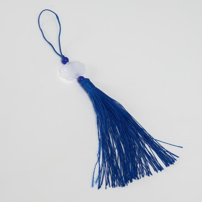 Подвеска текстиль, пластик «Кисть. Лотос», синяя, 1.2×2.7×14.5 см