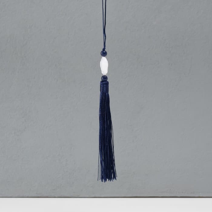 Подвеска текстиль, пластик «Кисть. Лотос», тёмно-синяя, 1.2×2.7×14.5 см