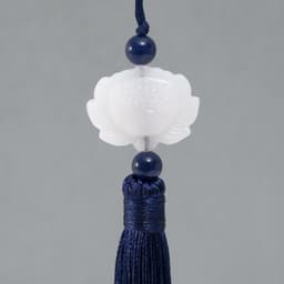 Подвеска текстиль, пластик «Кисть. Лотос», тёмно-синяя, 1.2×2.7×14.5 см