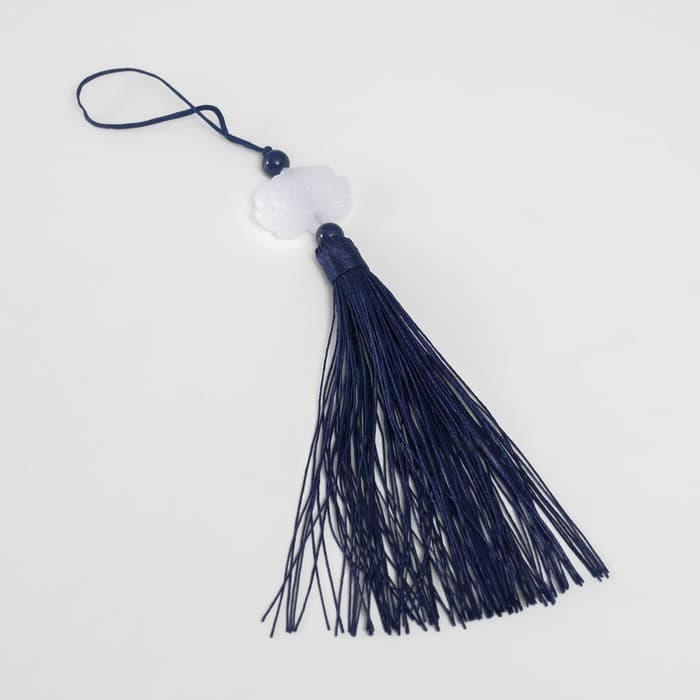 Подвеска текстиль, пластик «Кисть. Лотос», тёмно-синяя, 1.2×2.7×14.5 см