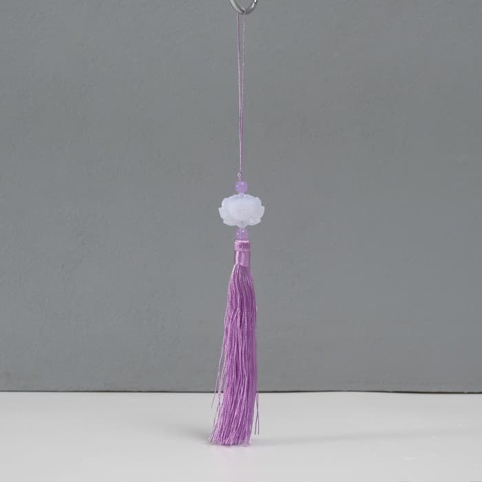 Подвеска текстиль, пластик «Кисть. Лотос», сиреневая, 1.2×2.7×14.5 см