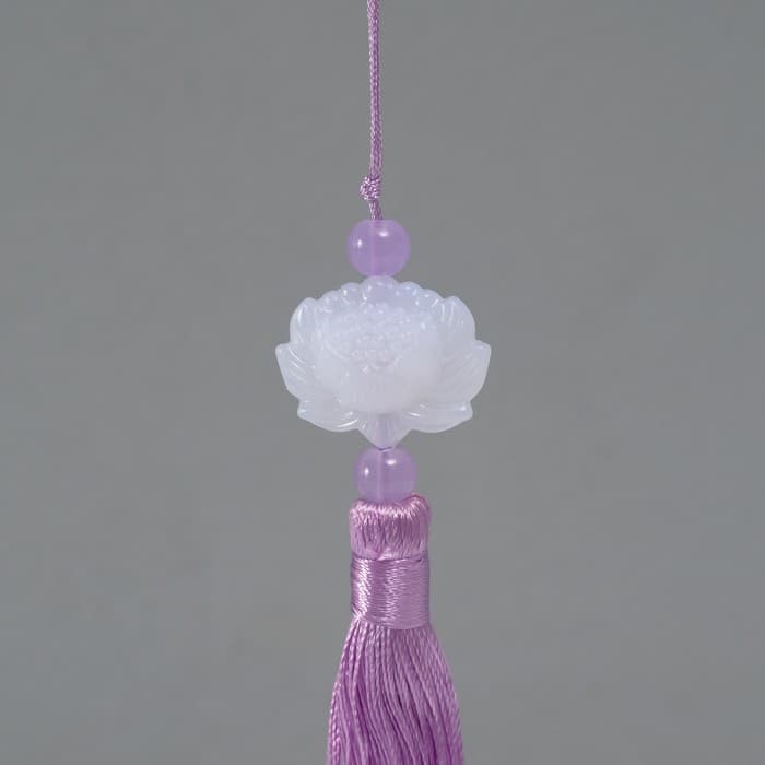 Подвеска текстиль, пластик «Кисть. Лотос», сиреневая, 1.2×2.7×14.5 см
