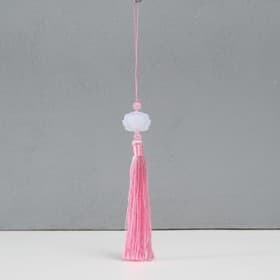 Подвеска текстиль, пластик «Кисть. Лотос», розовая, 1.2×2.7×14.5 см