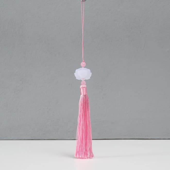 Подвеска текстиль, пластик «Кисть. Лотос», розовая, 1.2×2.7×14.5 см