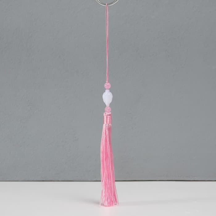 Подвеска текстиль, пластик «Кисть. Лотос», розовая, 1.2×2.7×14.5 см