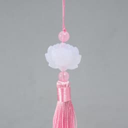 Подвеска текстиль, пластик «Кисть. Лотос», розовая, 1.2×2.7×14.5 см