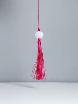 Подвеска текстиль, пластик «Кисть. Лотос», ярко-розовая, 1.2×2.7×14.5 см