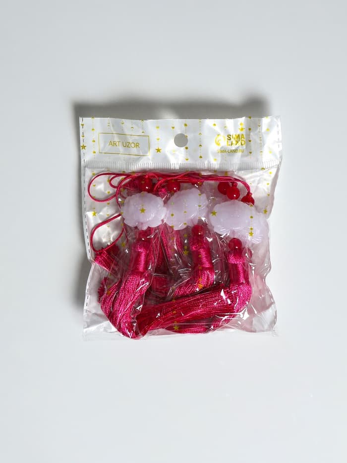 Подвеска текстиль, пластик «Кисть. Лотос», ярко-розовая, 1.2×2.7×14.5 см