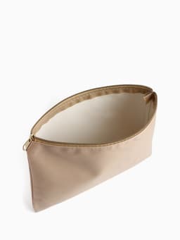 Косметичка на молнии, плоская, средний размер, однотонная, бежевая