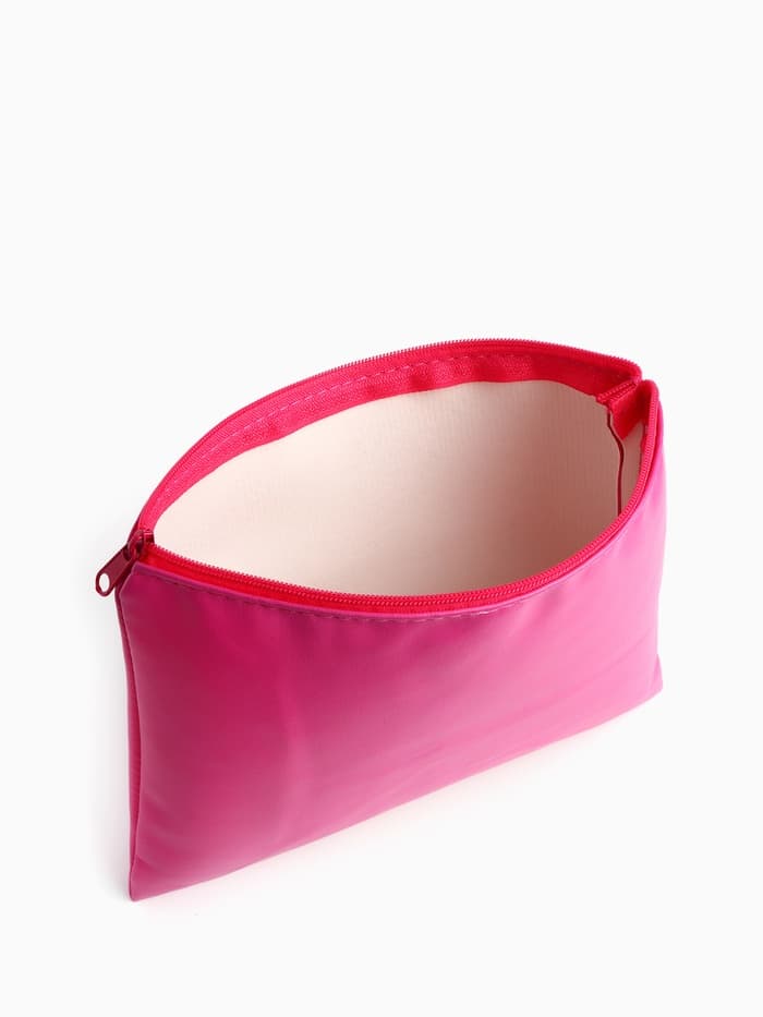 Косметичка на молнии, плоская, средний размер, однотонная, малиновая