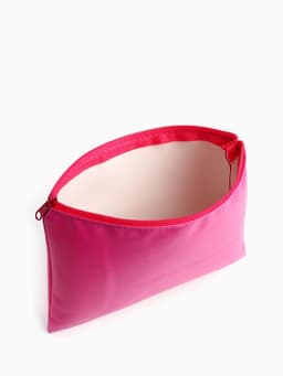 Косметичка на молнии, плоская, средний размер, однотонная, малиновая