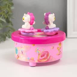 Сувенир музыкальный механический магнитный «Единороги», 12.2×12.2×11.5 см