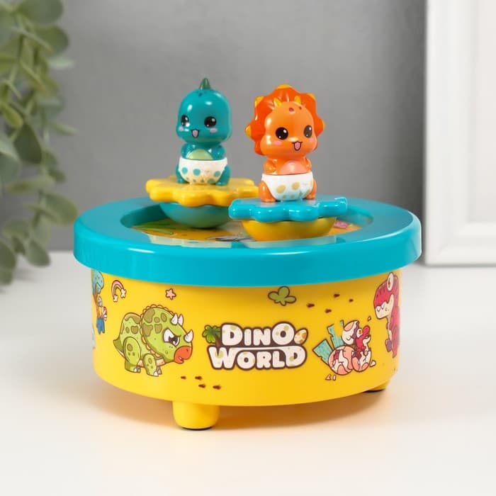 Сувенир музыкальный механический магнитный «Динозавры», 12.2×12.2×11.5 см