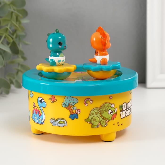 Сувенир музыкальный механический магнитный «Динозавры», 12.2×12.2×11.5 см