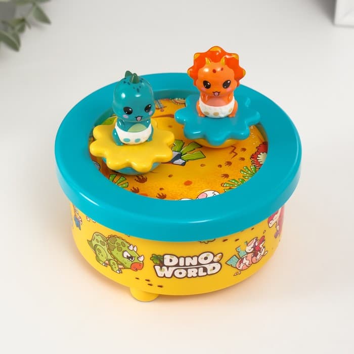 Сувенир музыкальный механический магнитный «Динозавры», 12.2×12.2×11.5 см