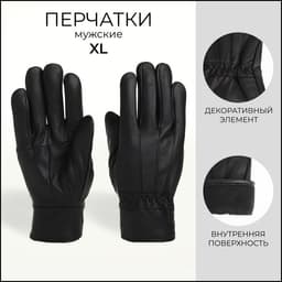 Перчатки мужские, размер XL, с утеплителем, чёрная