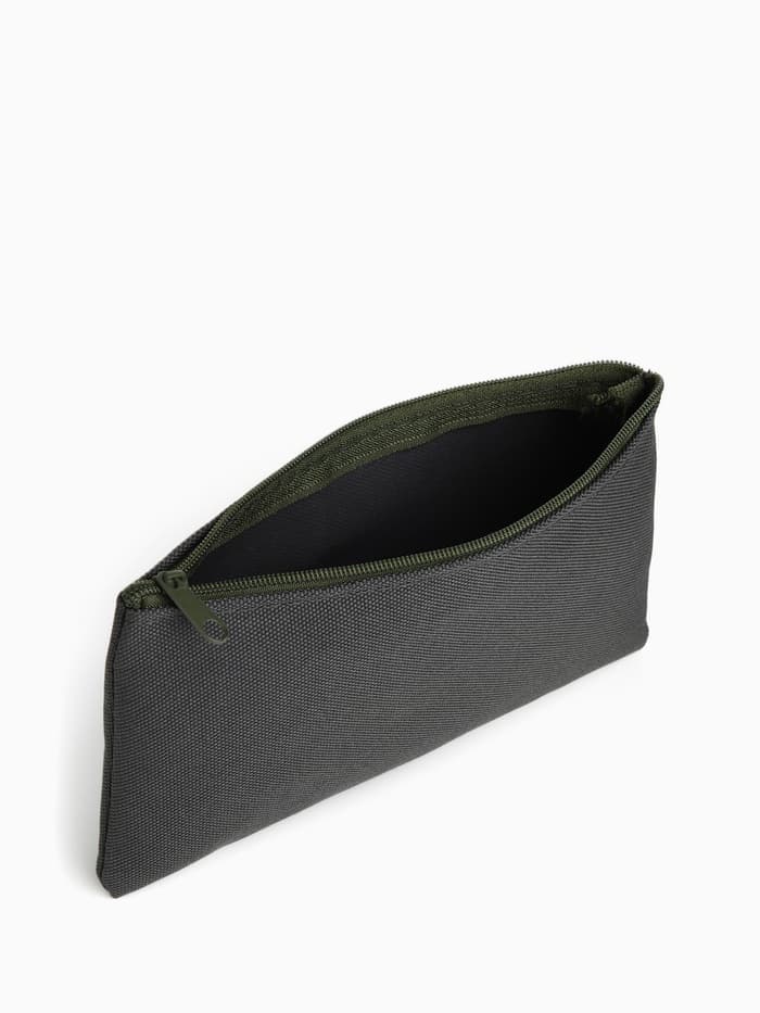 Косметичка-пенал на молнии, плоская, маленькая, однотонная, хаки
