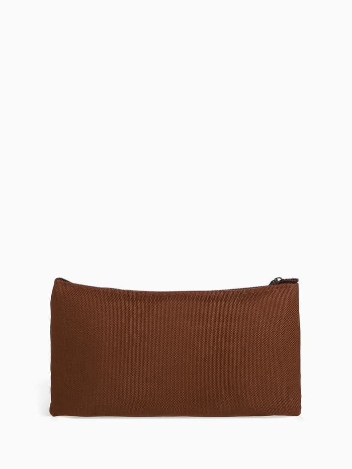 Косметичка-пенал на молнии, плоская, маленькая, однотонная, коричневая