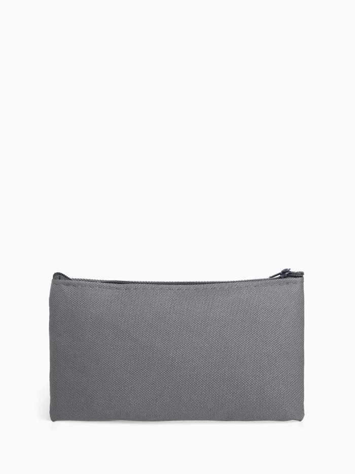 Косметичка-пенал на молнии, плоская, маленькая, однотонная, серая