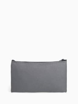 Косметичка-пенал на молнии, плоская, маленькая, однотонная, серая