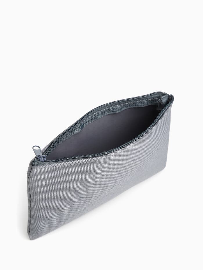 Косметичка-пенал на молнии, плоская, маленькая, однотонная, серая