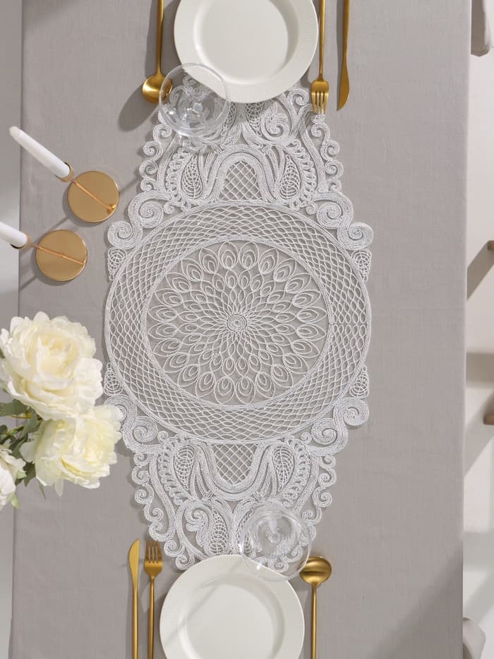 Дорожка на стол «Этель» ажурная, 40×90 см, белая
